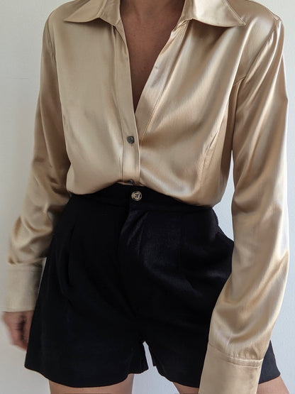 Vintage Champagne Silk Blouse