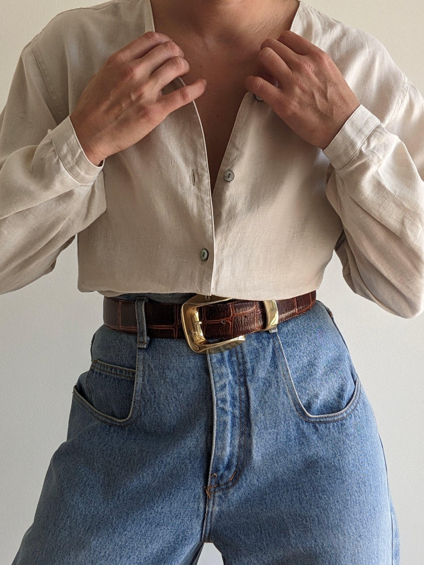 Vintage Ecru Linen Blouse