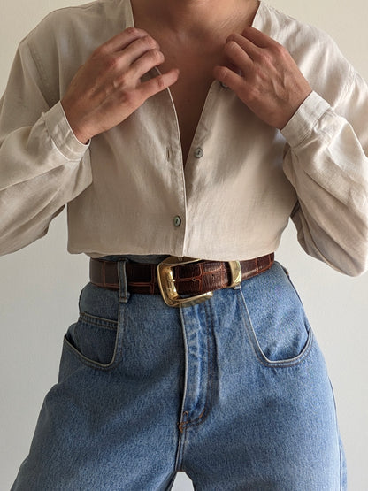 Vintage Ecru Linen Blouse