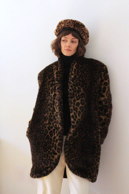 Bold Vintage Cheetah Faux Fur Open Coat