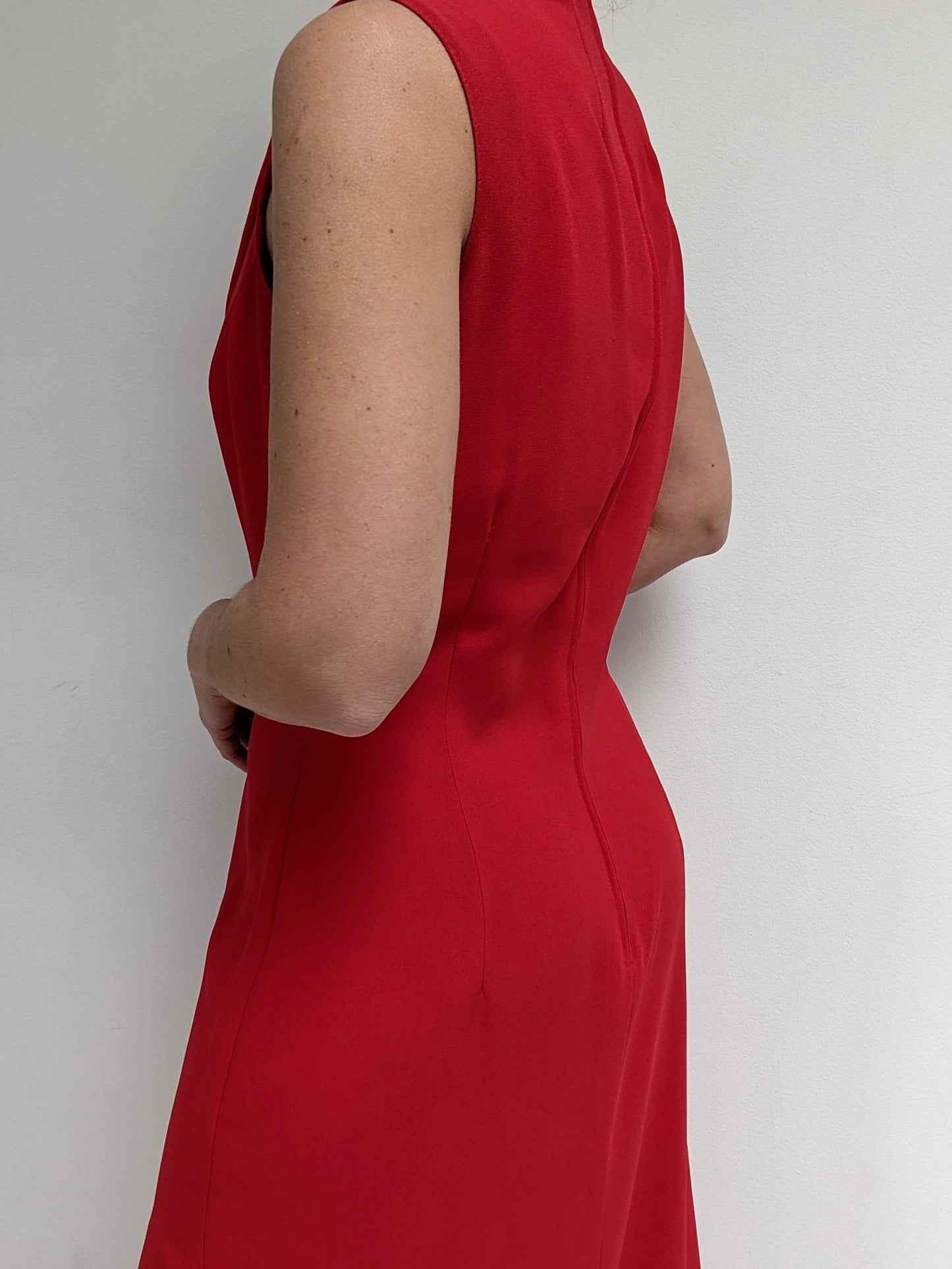 Amazing Vintage Crimson Layered Neckline Evening Dress