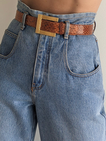 Vintage Cognac Genuine Snakeskin Belt