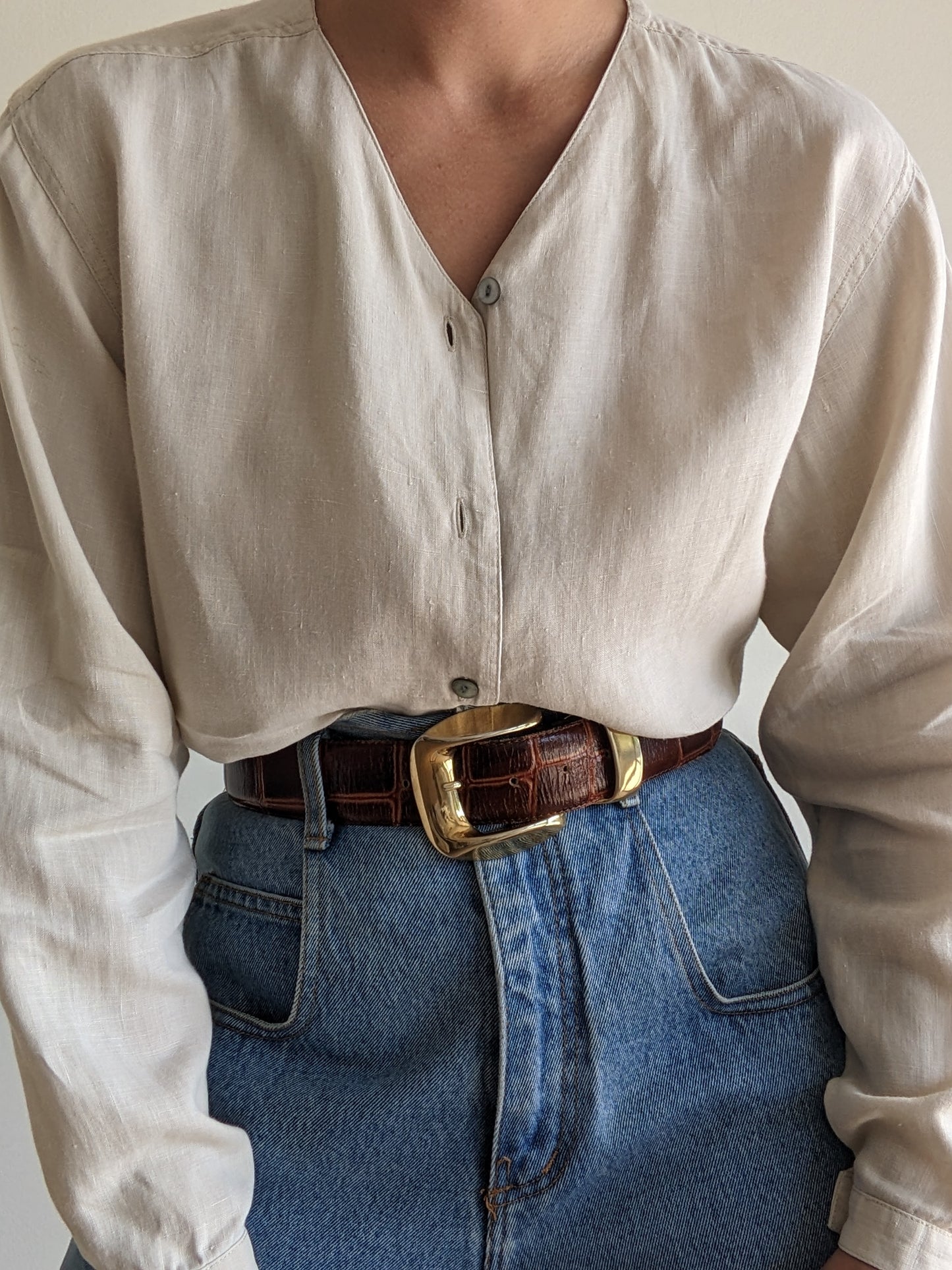 Vintage Ecru Linen Blouse