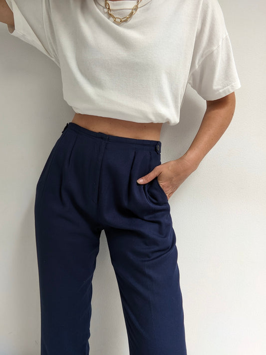 Vintage Midnight Pleated Trousers