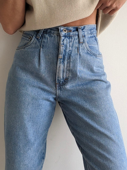 Vintage Pleated High Rise Denim
