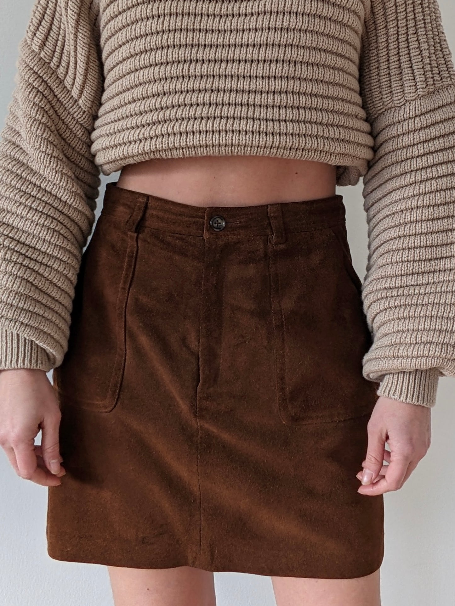 Lovely Vintage Chestnut Suede Mini Skirt