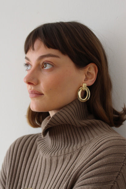 Beautiful Vintage Gold Door Knocker Earrings