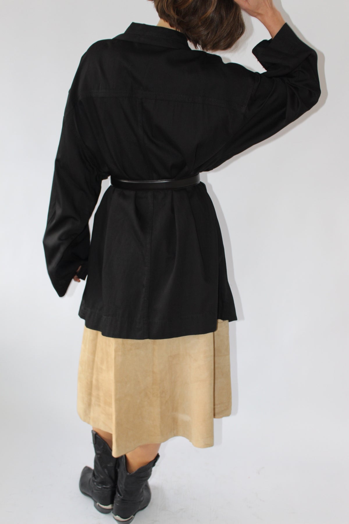 Vintage Ink Black Fringe Chore Coat