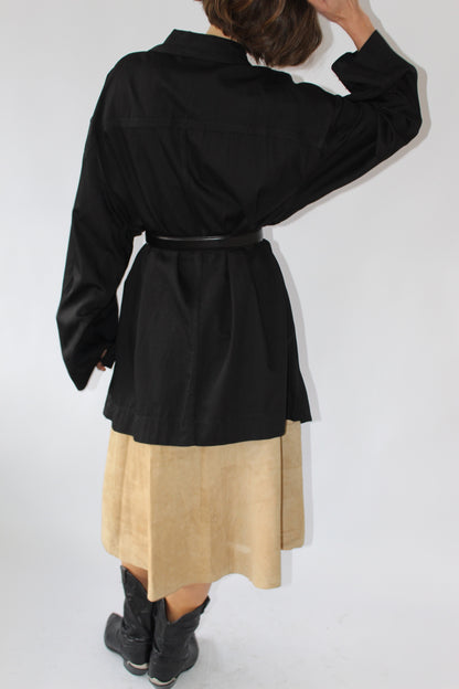 Vintage Ink Black Fringe Chore Coat