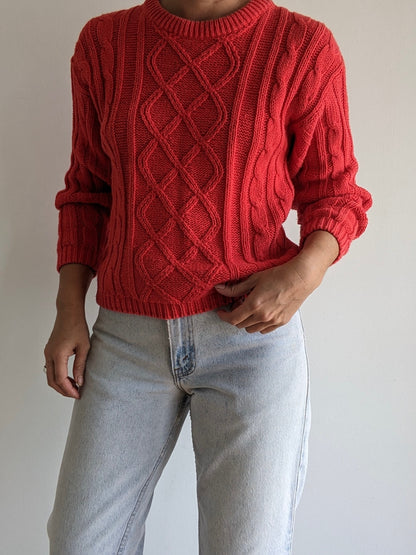 Vintage Tart Red Cable Knit Sweater