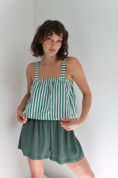 Sabina Striped Poplin Top