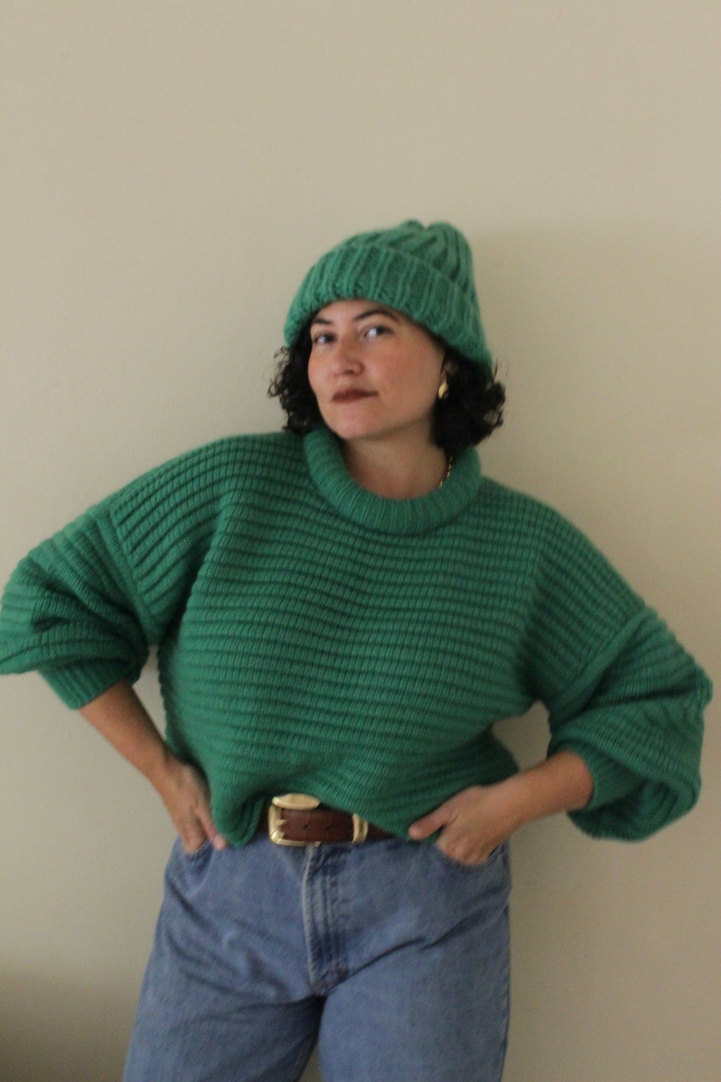 Romy Knitted Alpaca Balloon Sleeve Sweater