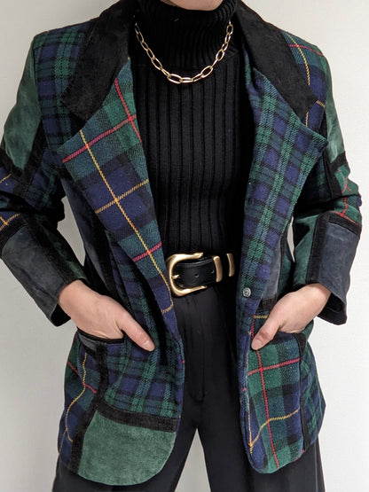 Rare Vintage Wool & Suede Patchwork Blazer