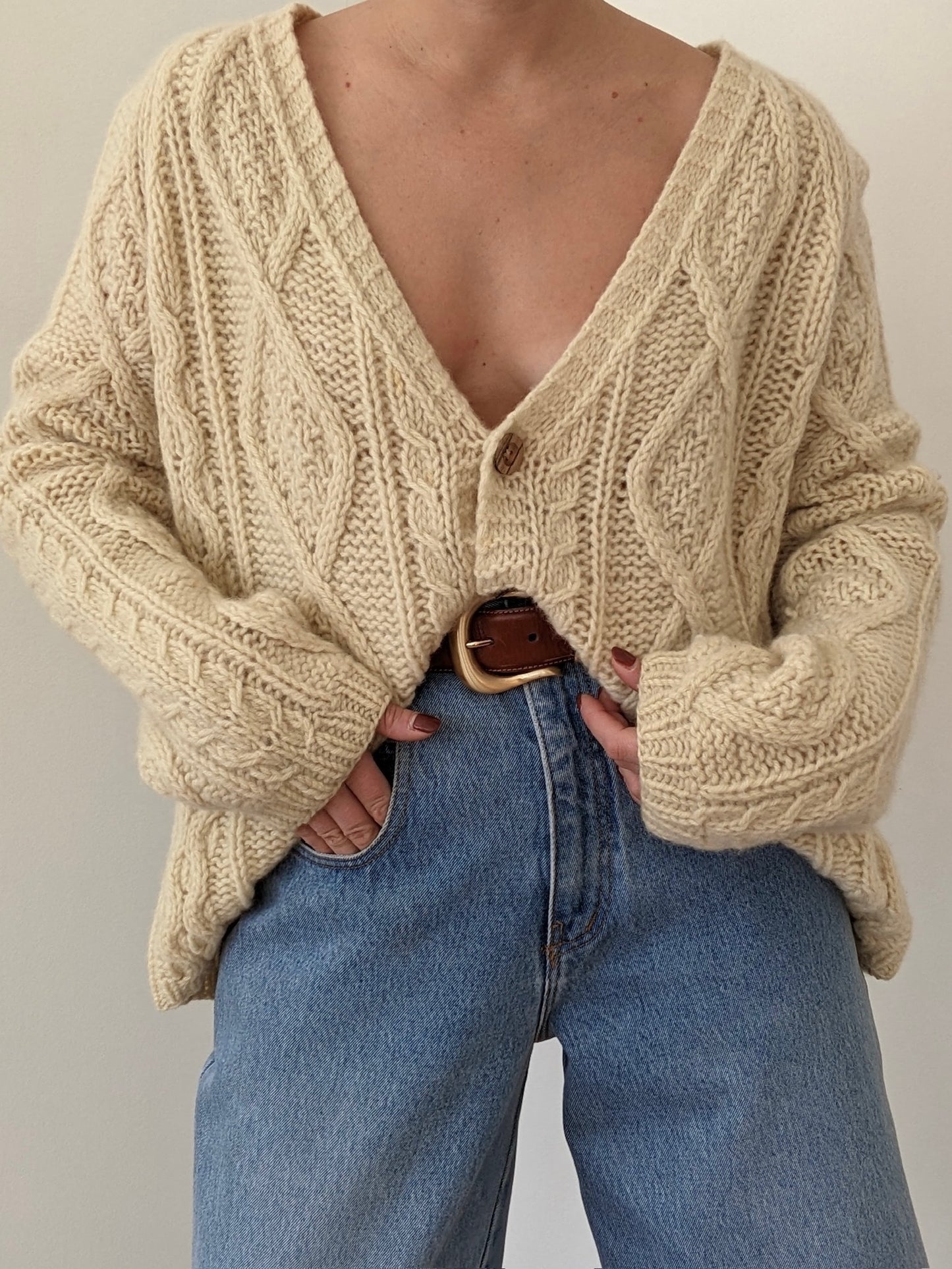 Vintage Italian Buttercream Wool Cardigan