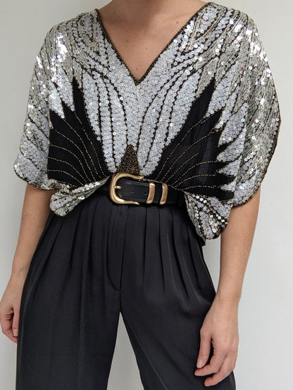 Vintage Embellished Silk Blouse