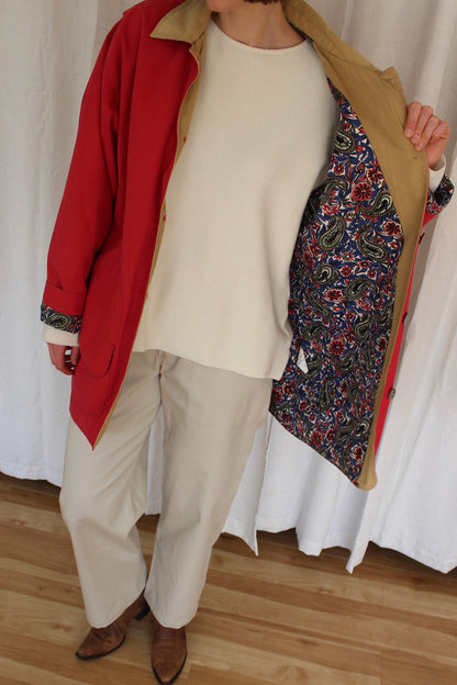 Vintage Candy Red Cotton Chore Coat