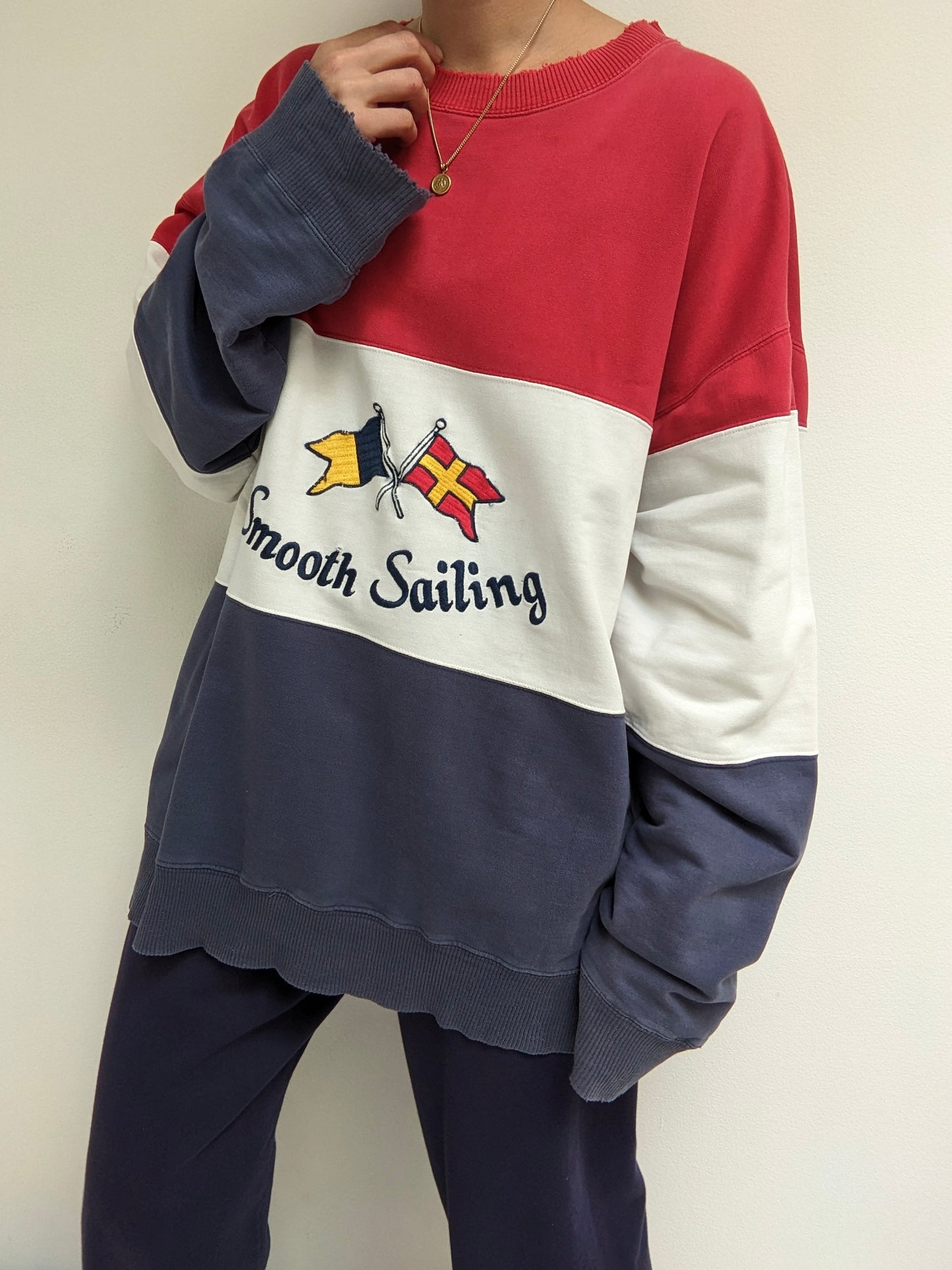 Vintage Embroidered "Smooth Sailing" Sweatshirt