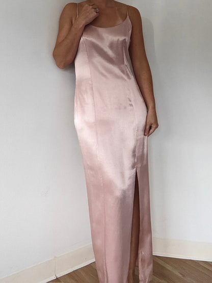 Gorgeous Vintage Blush Satin Slip Dress