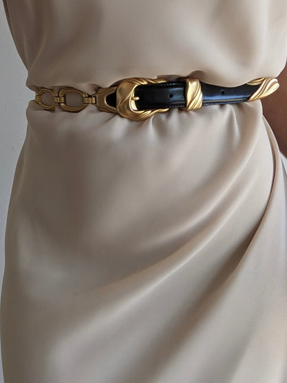 Amazing Vintage Gold Chain & Italian Leather Belt