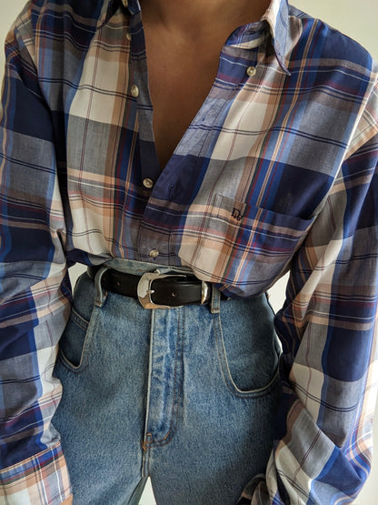 Vintage Christian Dior Embroidered Plaid Shirt