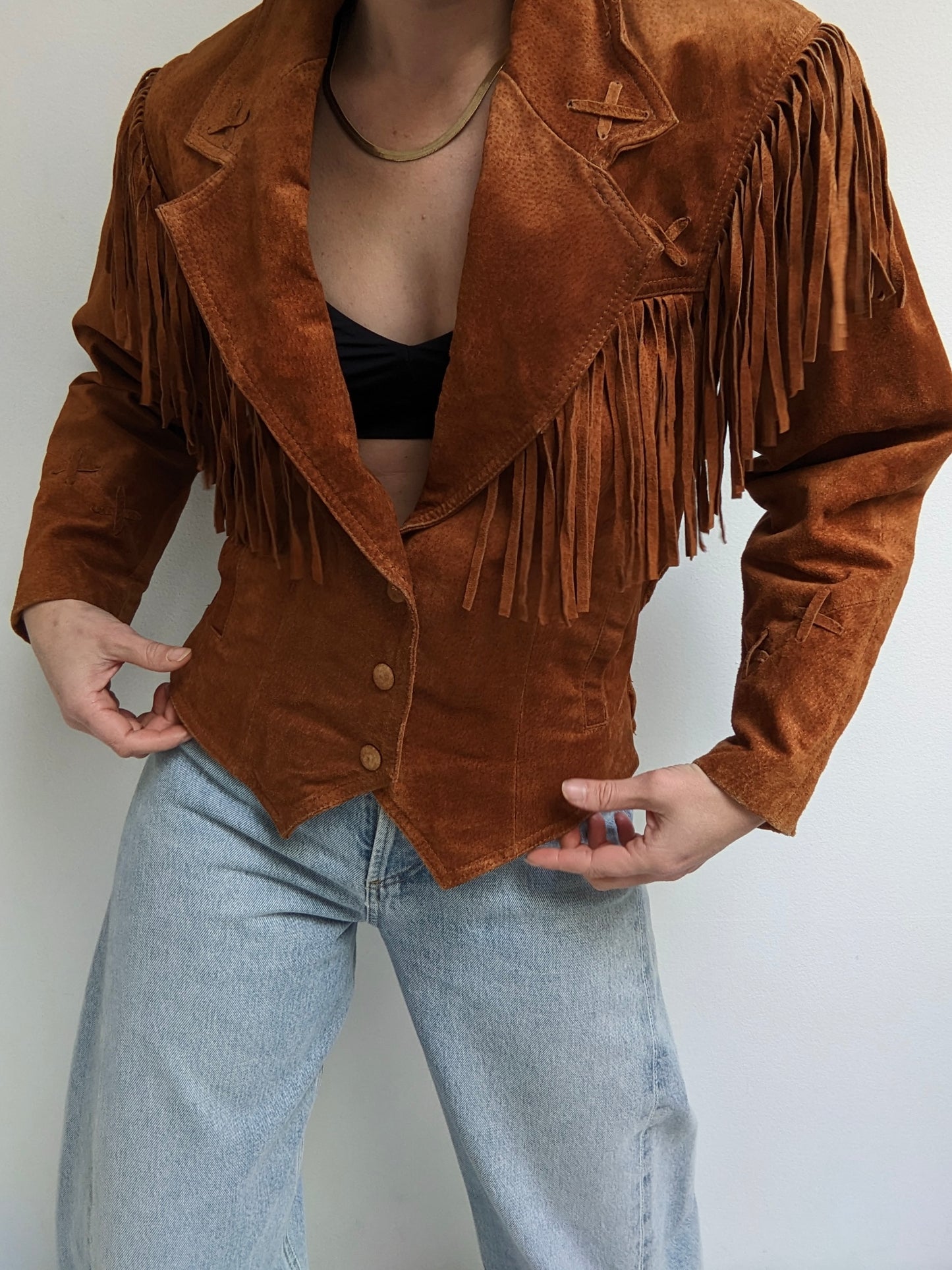 Vintage Cinnamon Fringed Suede Jacket