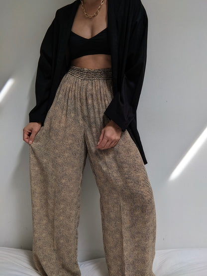 Vintage Sheer Printed Wide Leg Pants