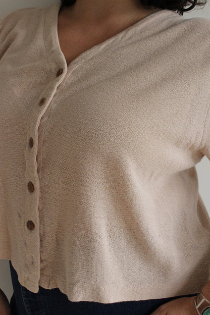 Vintage Sand Linen Gauze Cardigan