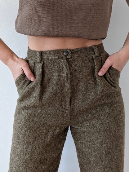 Vintage Wool & Alpaca Herringbone Trousers