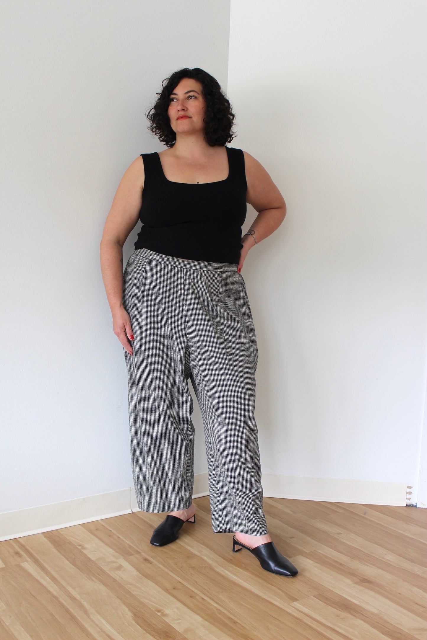 90s Gingham Linen Pants