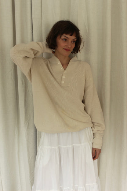 Favorite Vintage Cream Cotton Henley