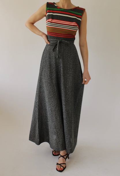 Amazing Vintage Striped Metallic Maxi Dress
