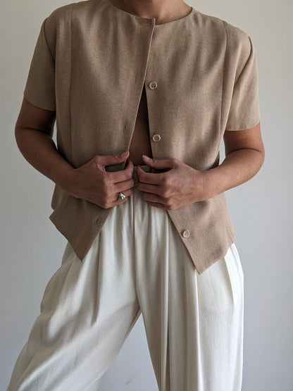 Vintage Herringbone Silk Blouse