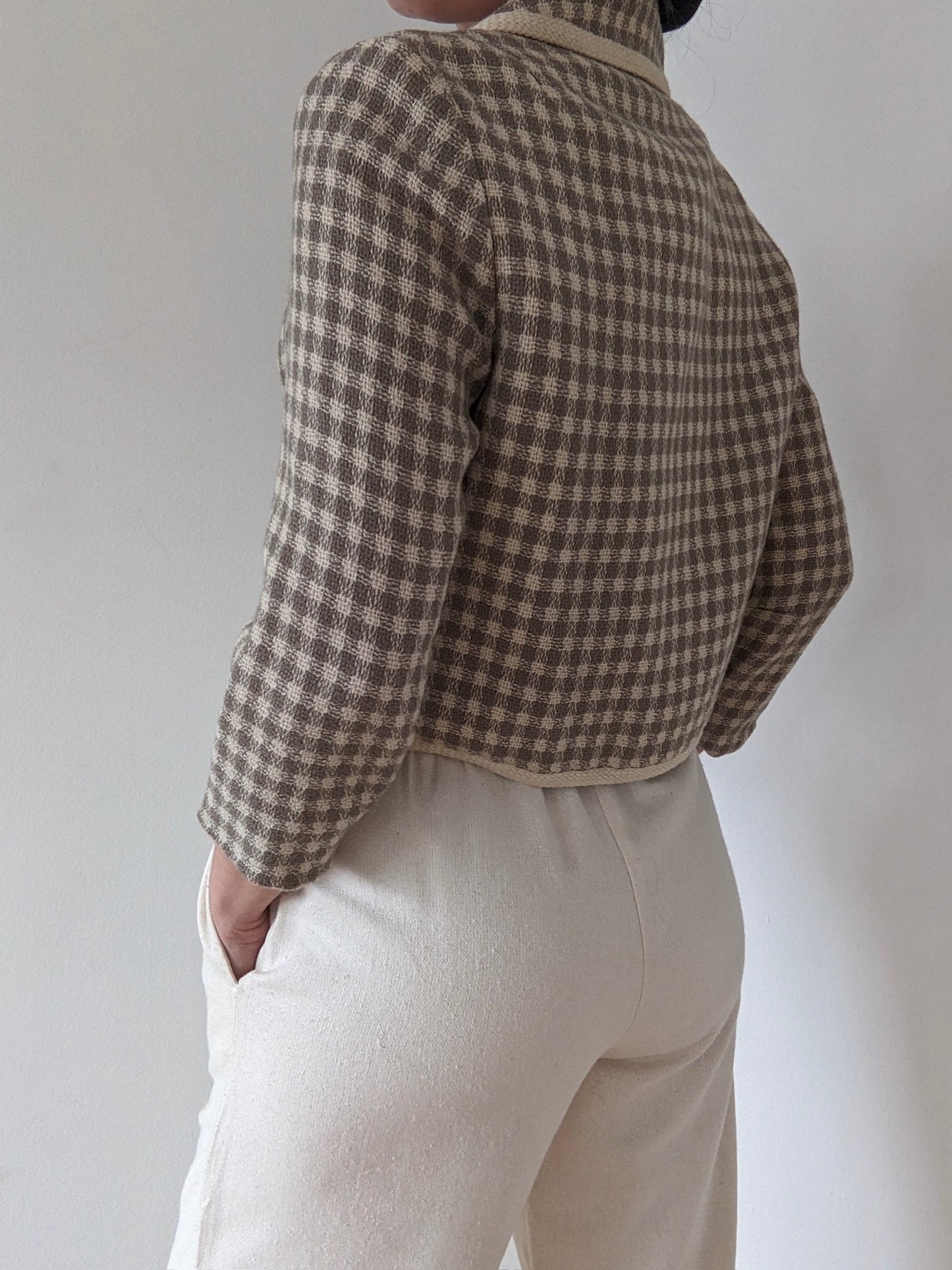 Sweet Vintage Cropped Woven Wool Jacket