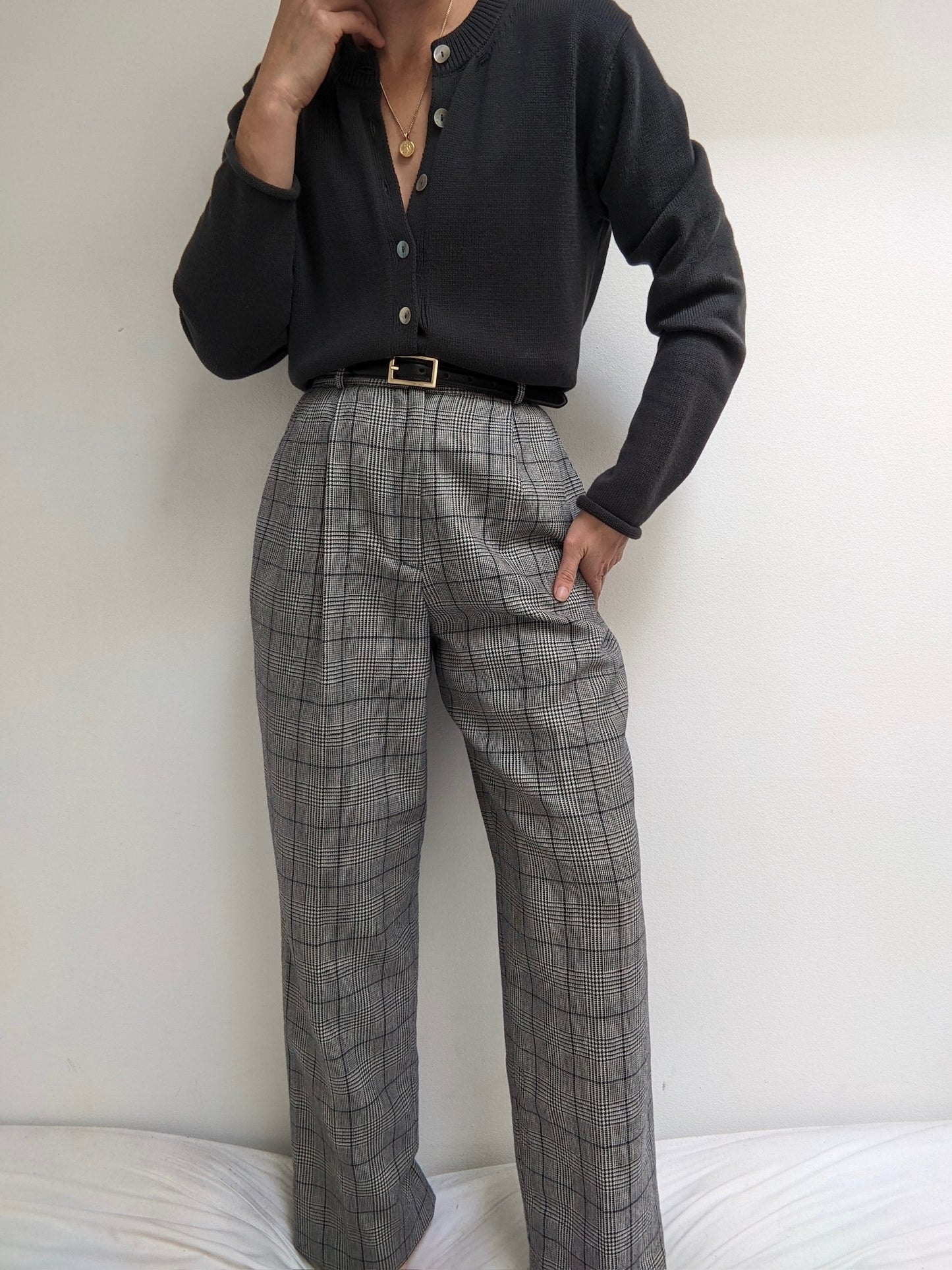 Vintage Plaid Wool Trousers