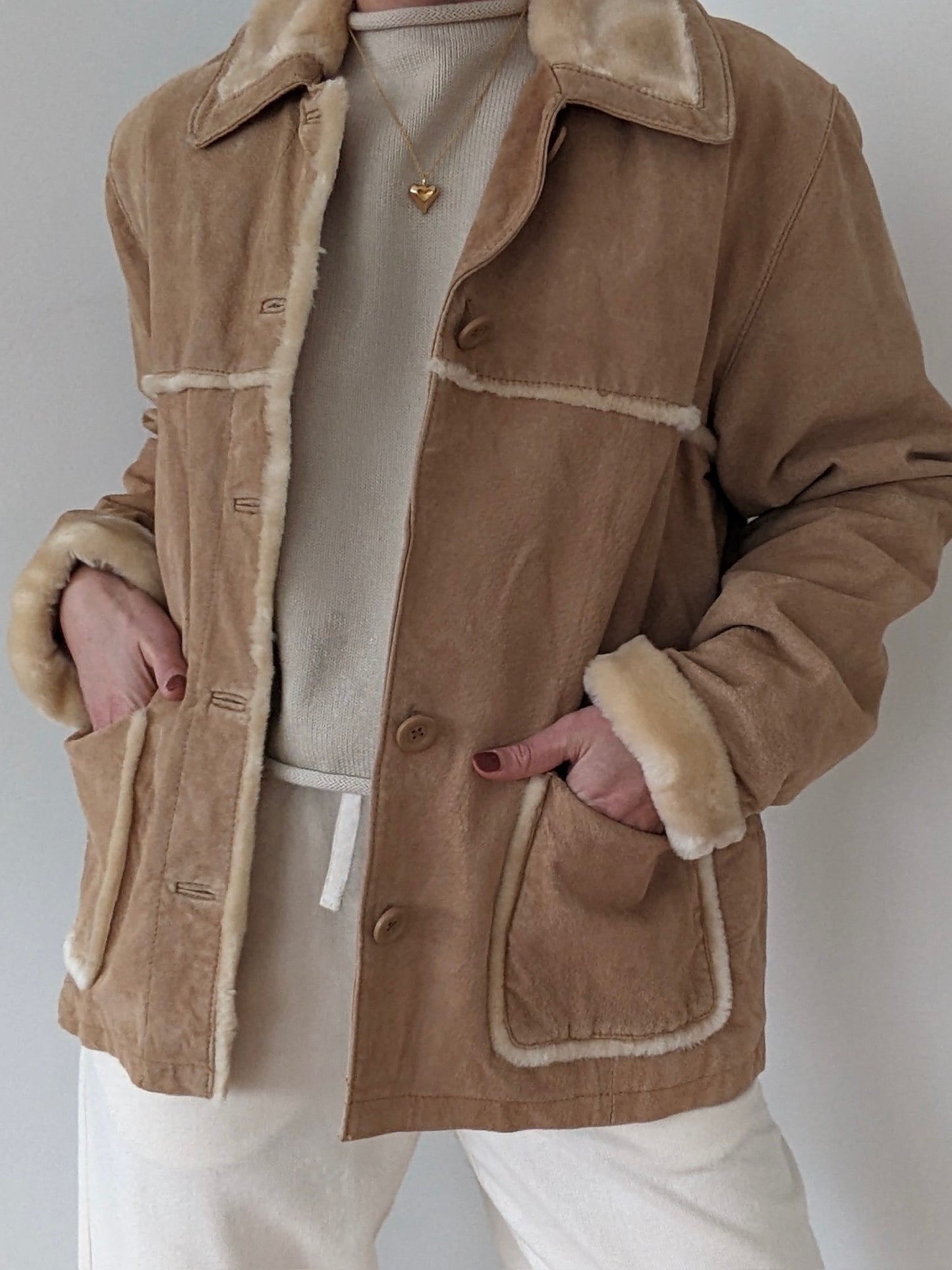Vintage Biscotti Suede & Faux Fur Coat