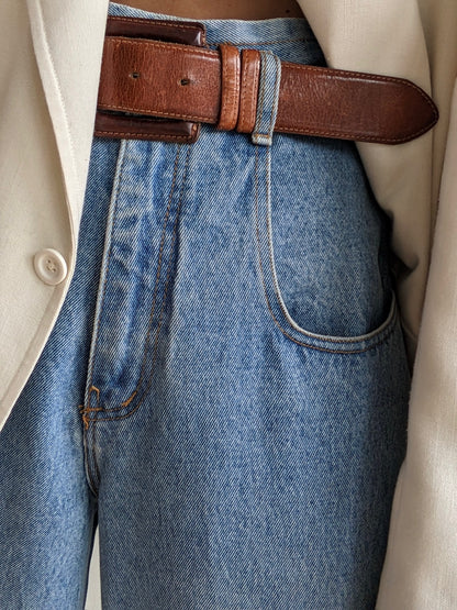 Classic Vintage Cognac Leather Belt