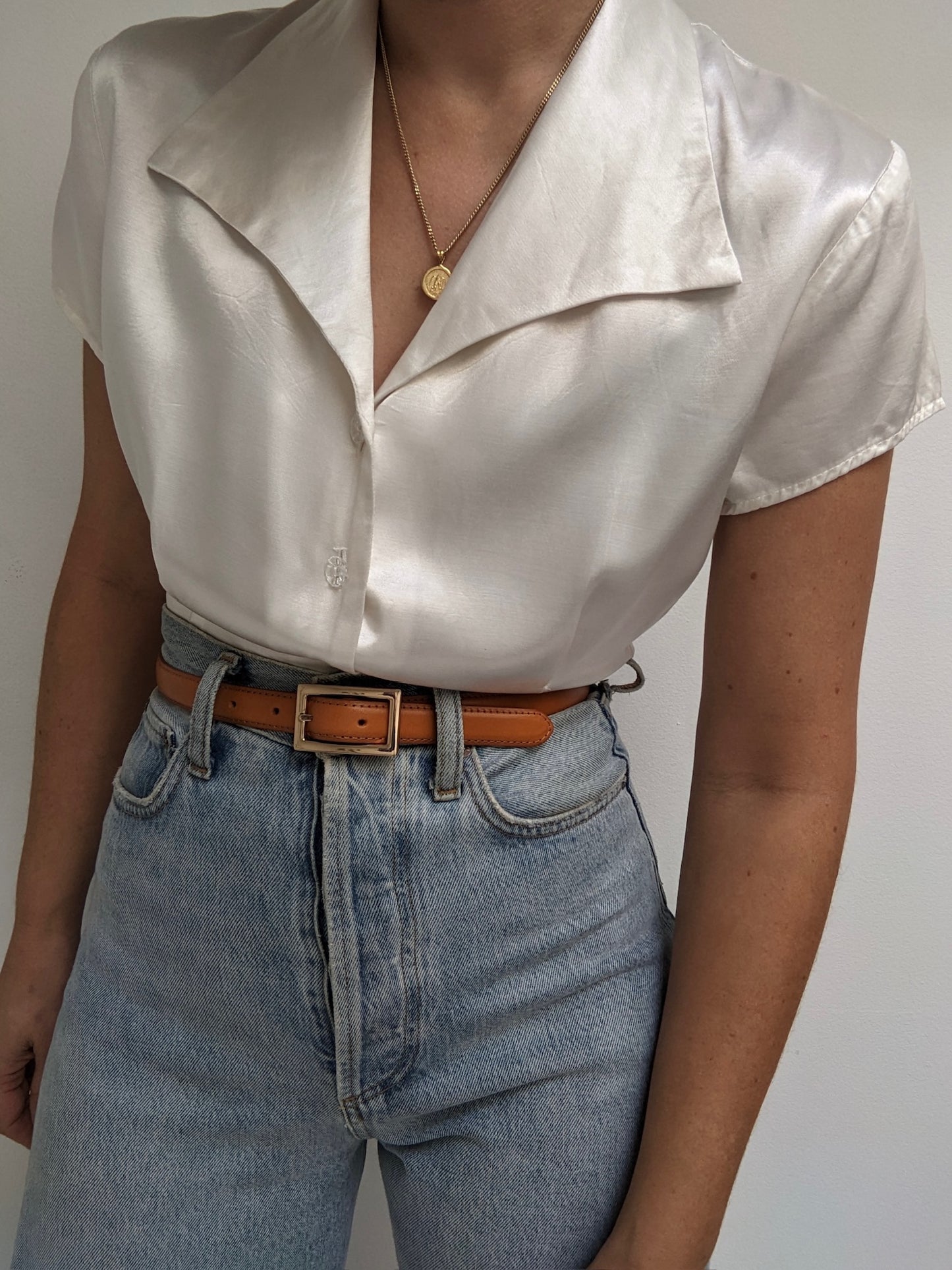 90s Cropped Satin Blouse