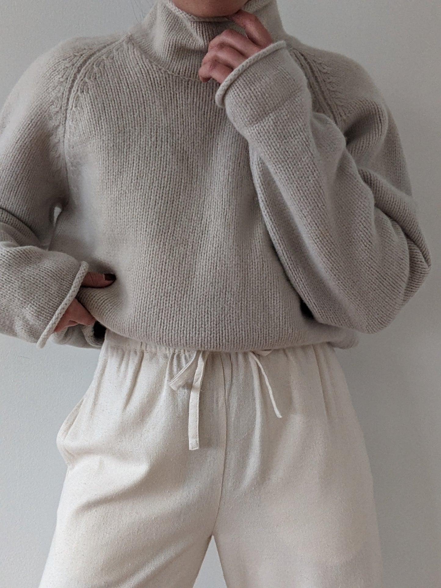 Vintage Putty Lambswool Mock Neck Sweater