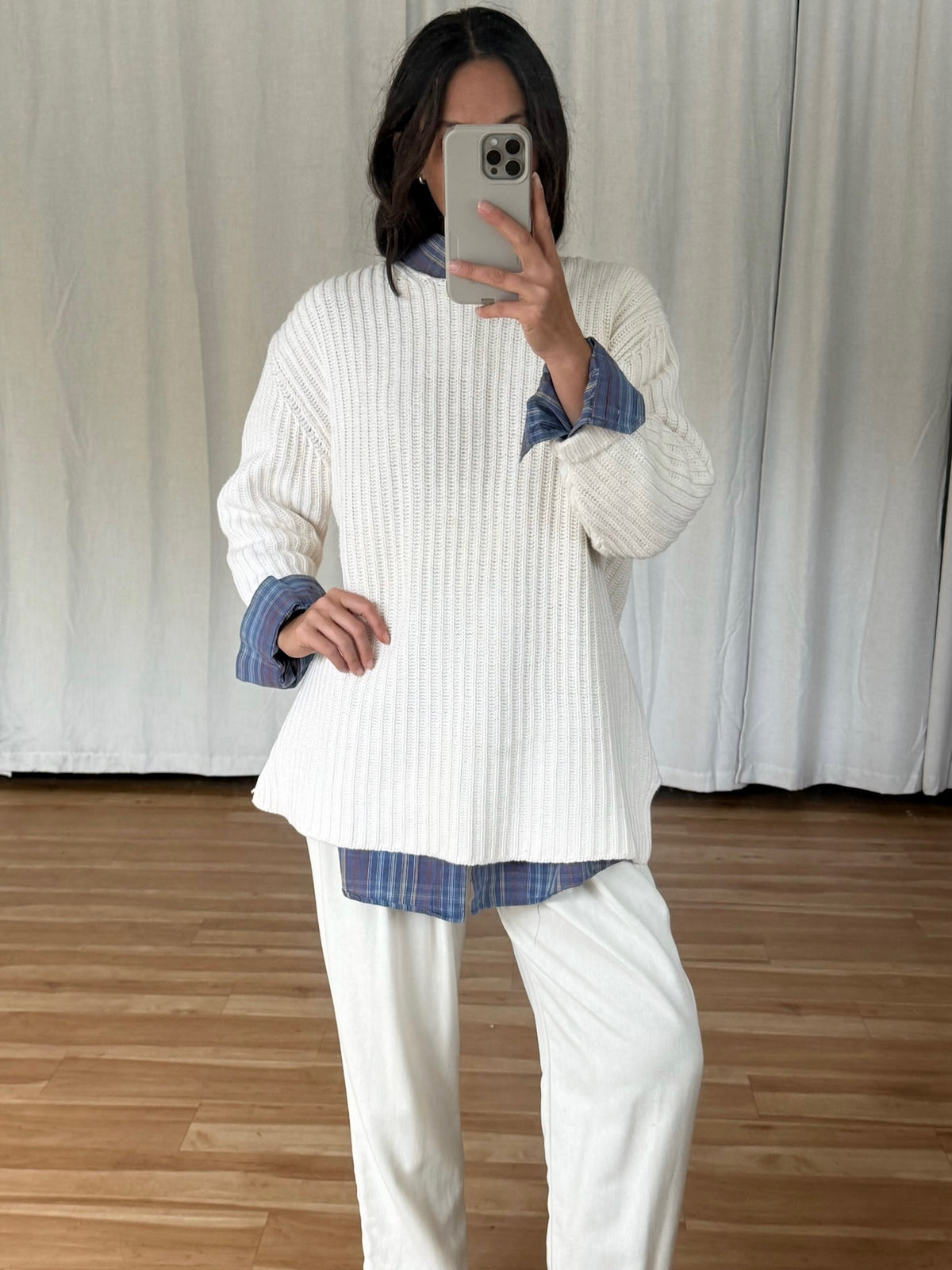 Vintage Cream Knitted Cotton Sweater