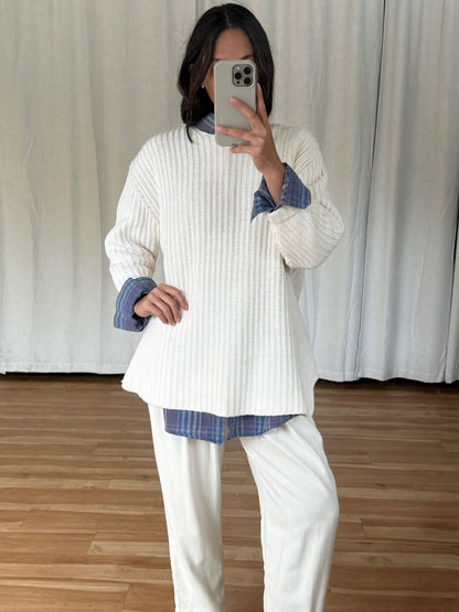 Vintage Cream Knitted Cotton Sweater