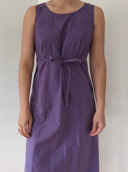 Vintage Embroidered Lavender Market Dress