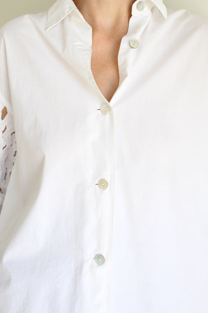 Rare Vintage Lattice Back Button Up