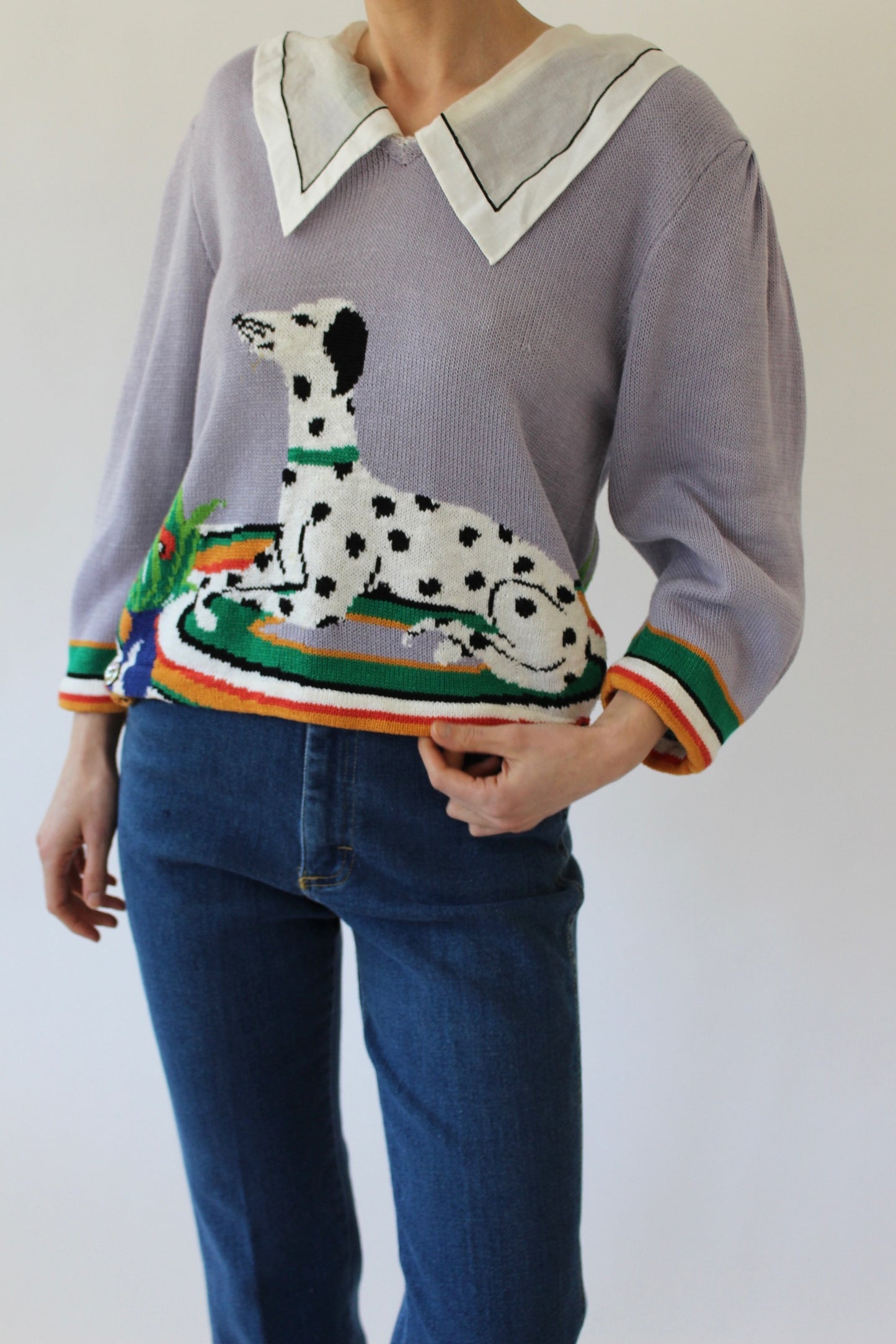 Favorite Vintage Dalmation Collared Sweater