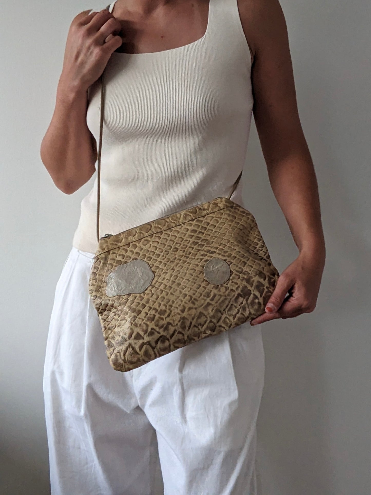 Vintage Carlos Falchi Embossed Leather Purse