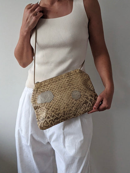 Vintage Carlos Falchi Embossed Leather Purse