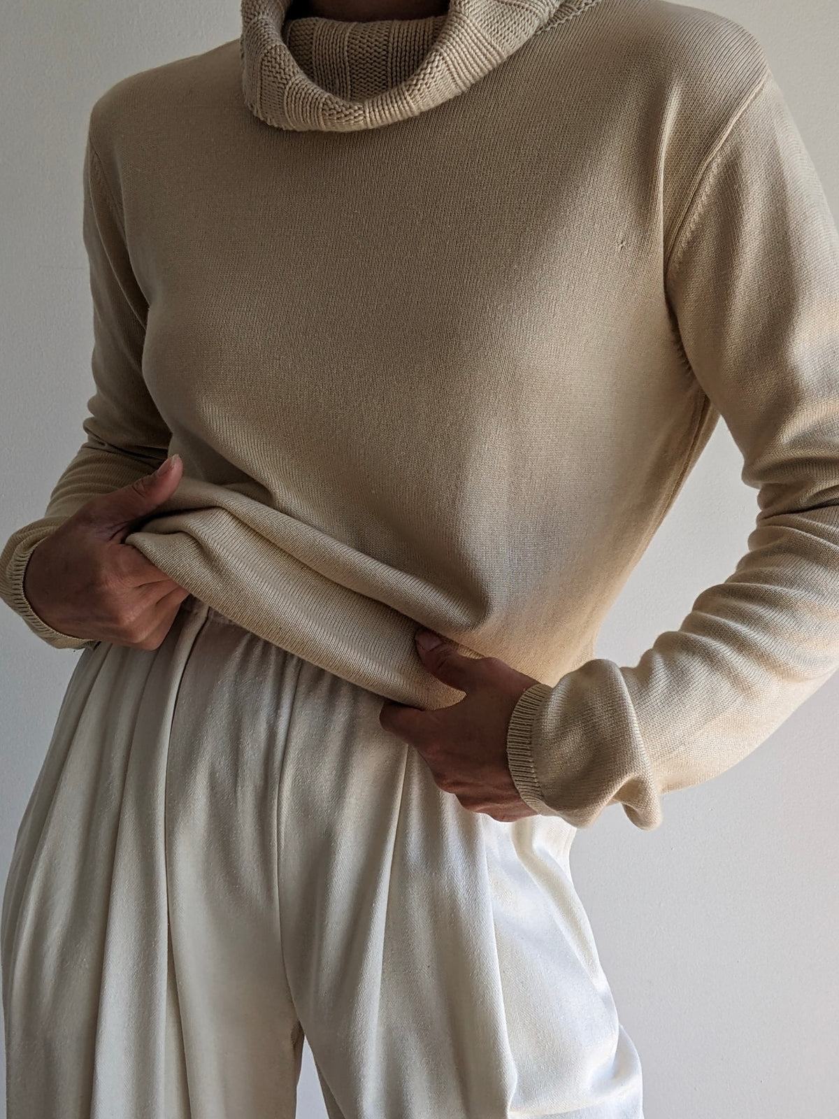 Vintage Sand Silk & Cashmere Turtleneck