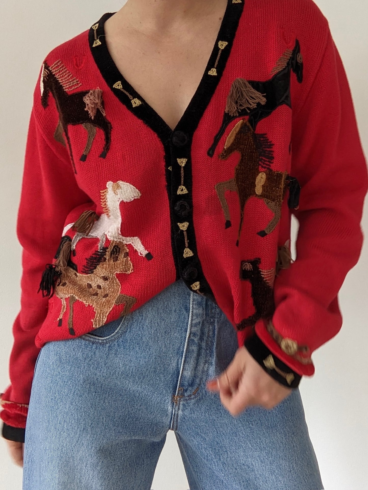 Incredible Vintage Horse Appliqué Cardigan