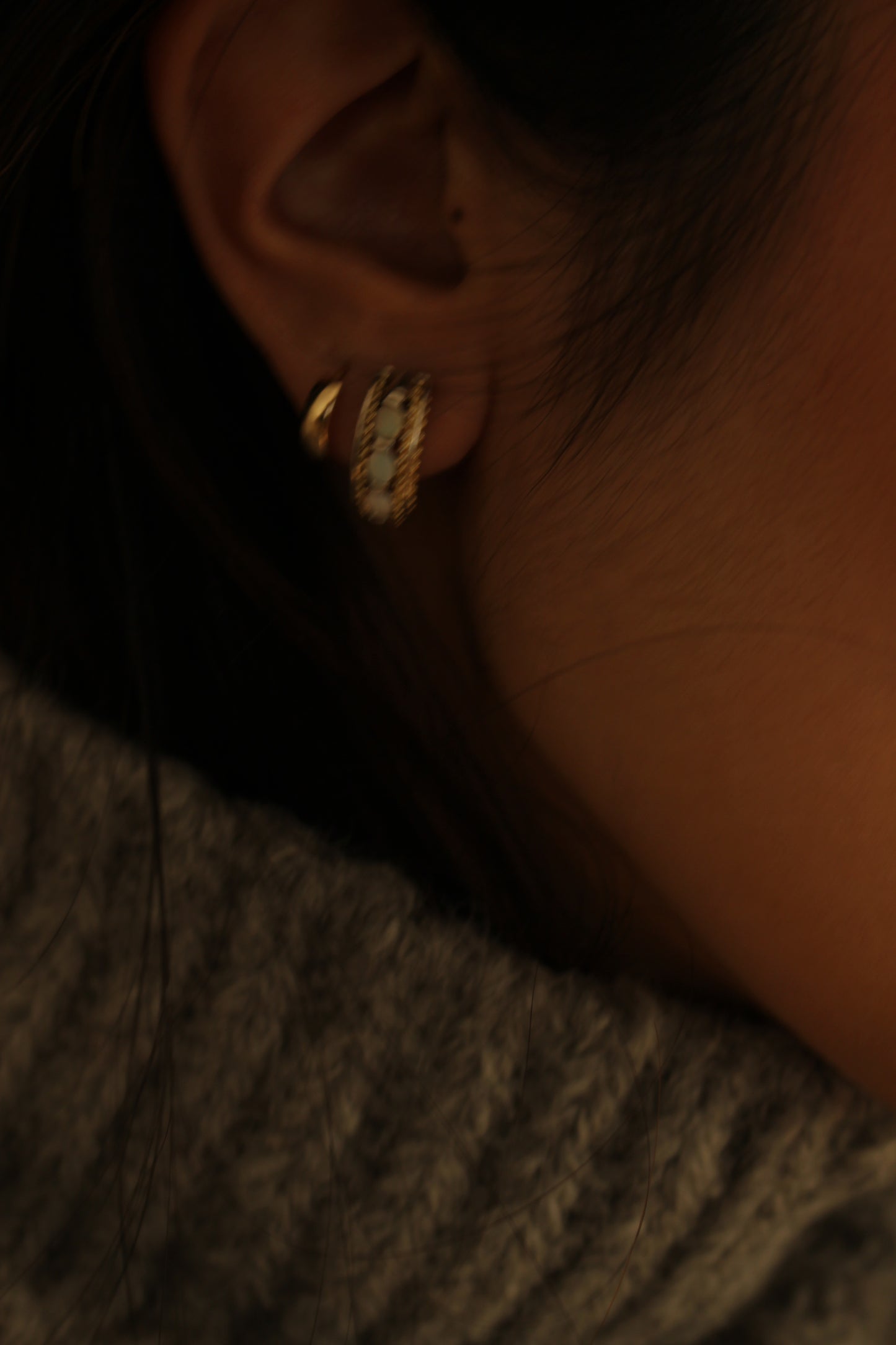 Vintage Gold-Plated Sterling Silver & Opal Earrings