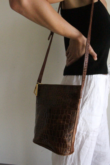 Incredible Vintage Croc-Embossed Leather Purse