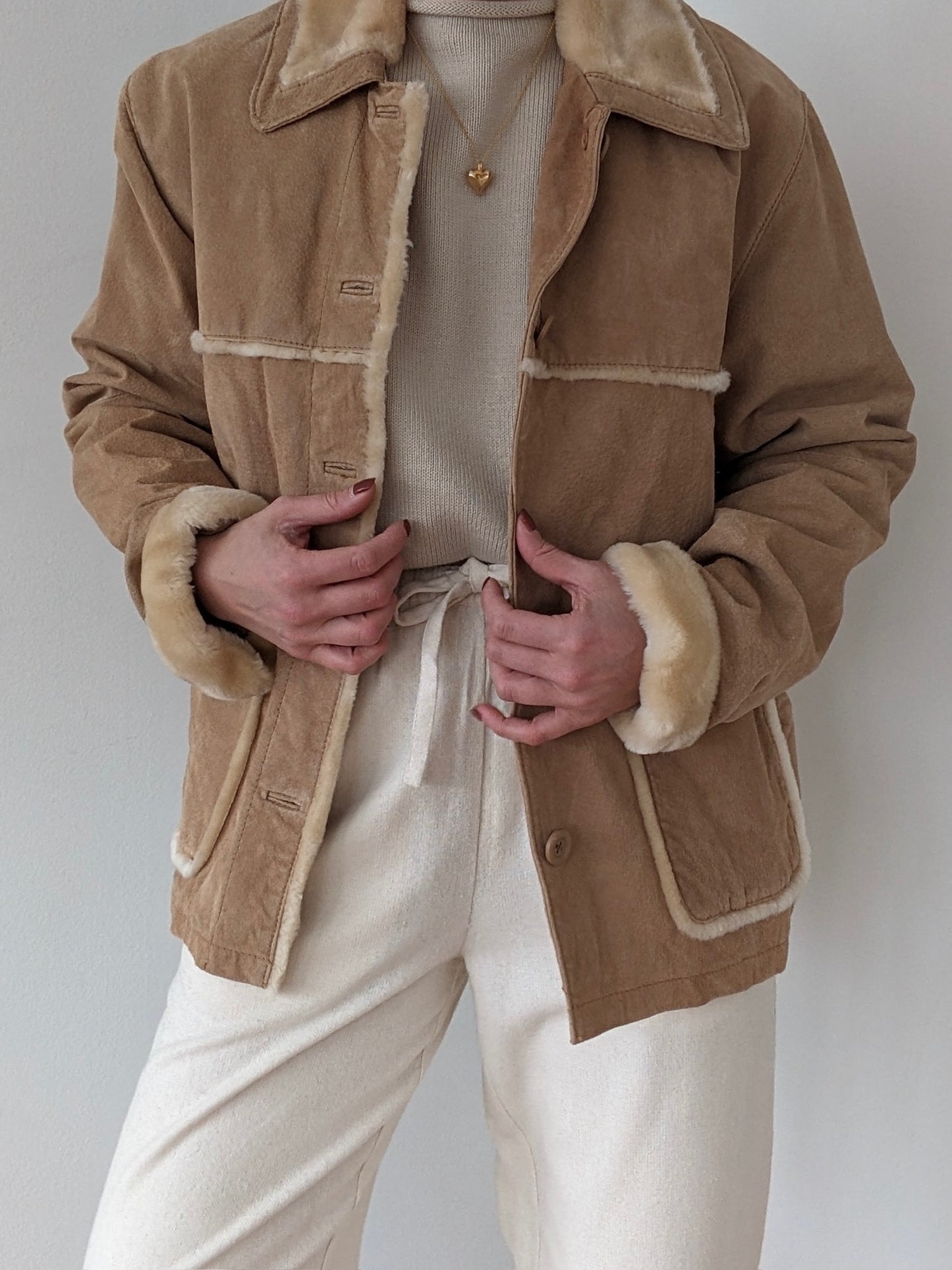 Vintage Biscotti Suede & Faux Fur Coat